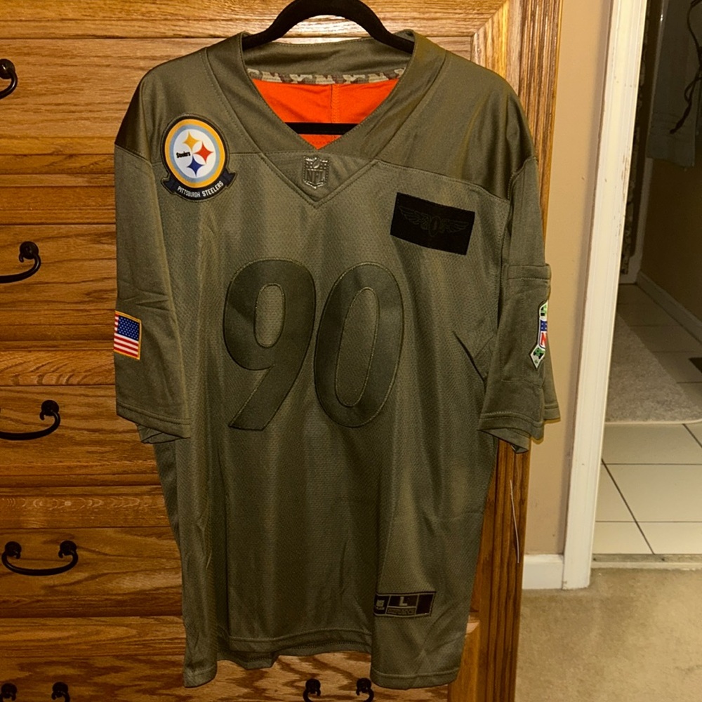 Men's Pittsburg Steelers Military Salute to Service OLIVE Jersey - Large